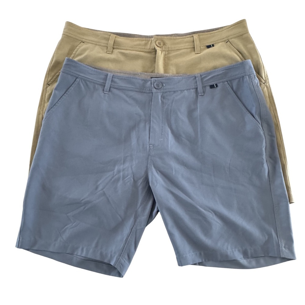 Bundle 2 Live Forever Golf Shorts Khaki Blue Stretch Performance Chino Shorts 40